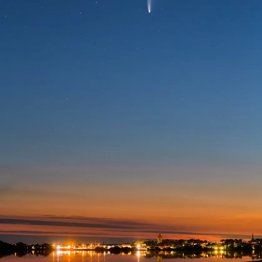 Comet Neowise above Stege, Møn